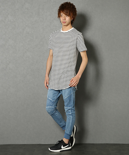 VENCEEXCHANGE（ヴァンスエクスチェンジ）の「天竺ロング丈ラウンドクルーＴ（Tシャツ/カットソー・メンズ・ブラック/その他/オフホワイト・LARGE/MEDIUM）」の4枚目の写真