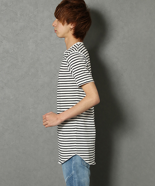 VENCEEXCHANGE（ヴァンスエクスチェンジ）の「天竺ロング丈ラウンドクルーＴ（Tシャツ/カットソー・メンズ・ブラック/その他/オフホワイト・LARGE/MEDIUM）」の5枚目の写真