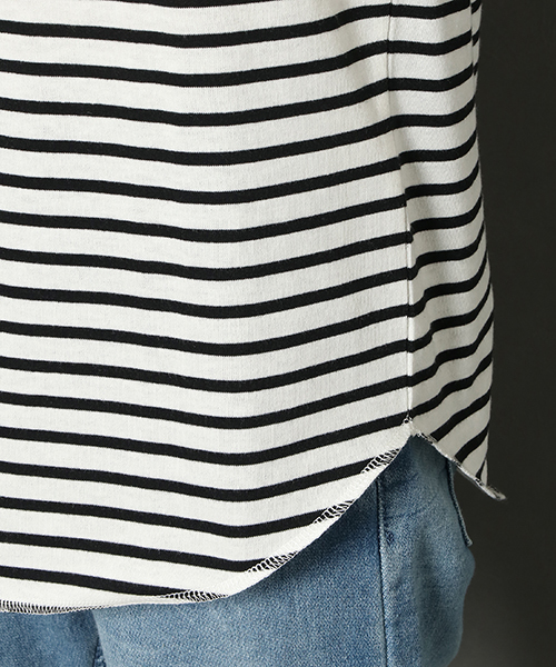 VENCEEXCHANGE（ヴァンスエクスチェンジ）の「天竺ロング丈ラウンドクルーＴ（Tシャツ/カットソー・メンズ・ブラック/その他/オフホワイト・LARGE/MEDIUM）」の8枚目の写真