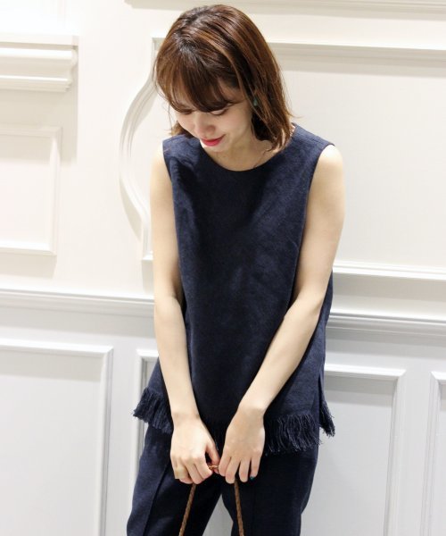 plage（プラージュ）の「フォルサップ フリンジプルオーバー◆（シャツ/ブラウス・レディース・ネイビー/アイボリー・FREE）」の2枚目の写真