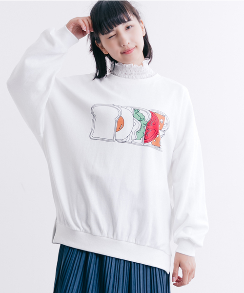 MERLOT(メルロー)の「サンドイッチ柄スウェット4162(スウェット・レディース・ブラウン/ホワイト/ブラック・FREE)」の2枚目の写真