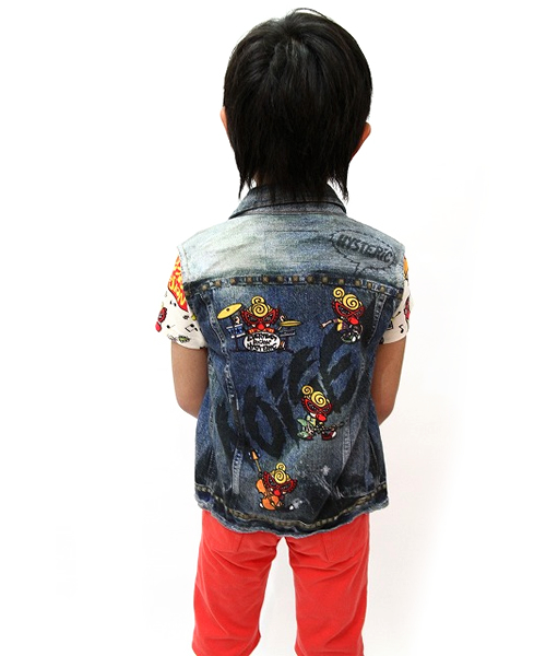 HYSTERIC MINI（ヒステリックミニ）の「NOISE! POWER! “LIKE A DENIM VEST ” （ベスト・キッズ・ネイビー・100/120）」の6枚目の写真