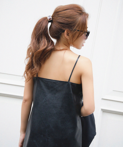 【☆完売☆】♡eimy istoire フェイクレザーレースキャミワンピース♡ EIMY ISTOIRE（エイミーイストワール）の「フェイクレザーレースキャミ