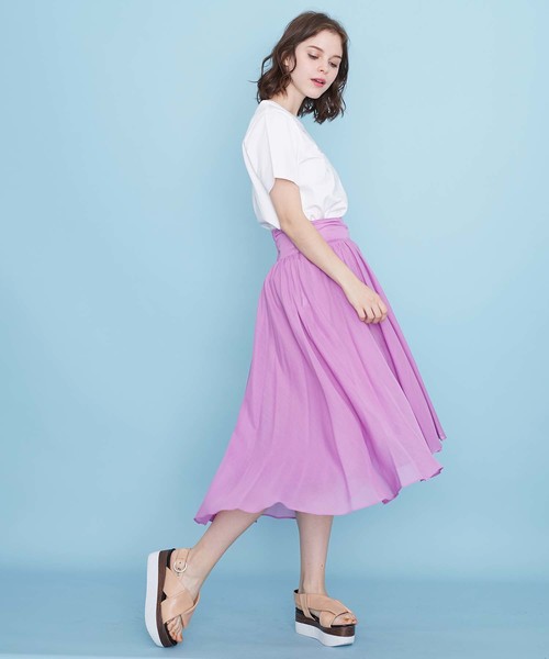 UNITED TOKYO（ユナイテッドトウキョウ）の「コットンライクラップカラースカート（スカート・レディース・イエロー/ブラック/パープル・1）」の8枚目の写真