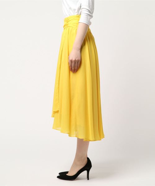 UNITED TOKYO（ユナイテッドトウキョウ）の「コットンライクラップカラースカート（スカート・レディース・イエロー/ブラック/パープル・1）」の5枚目の写真