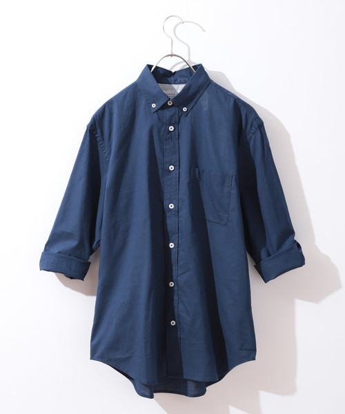 CIAOPANIC TYPY(チャオパニックティピー)の「リネンブレンドボタンダウン7分シャツ(シャツ/ブラウス・メンズ・ネイビー/ストライプ/ブルー/チェック/ホワイト・LARGE/MEDIUM/SMALL)」の2枚目の写真