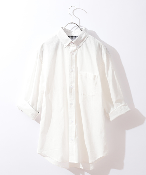 CIAOPANIC TYPY(チャオパニックティピー)の「リネンブレンドボタンダウン7分シャツ(シャツ/ブラウス・メンズ・ネイビー/ストライプ/ブルー/チェック/ホワイト・LARGE/MEDIUM/SMALL)」の1枚目の写真