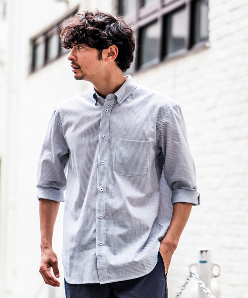 CIAOPANIC TYPY(チャオパニックティピー)の「リネンブレンドボタンダウン7分シャツ(シャツ/ブラウス・メンズ・ネイビー/ストライプ/ブルー/チェック/ホワイト・LARGE/MEDIUM/SMALL)」の20枚目の写真