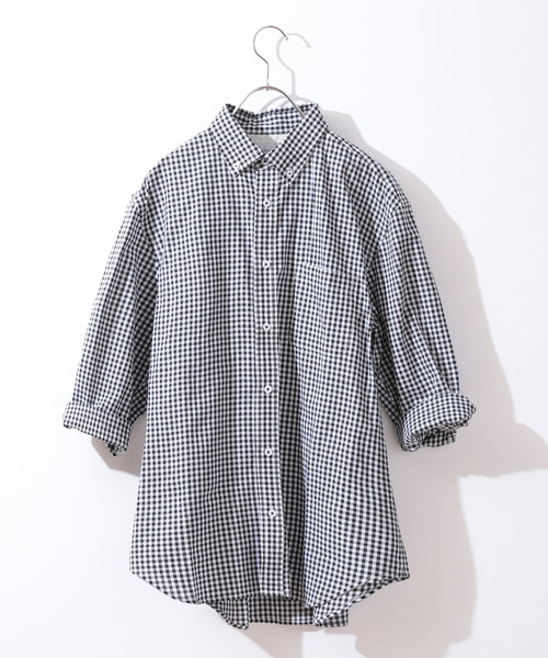 CIAOPANIC TYPY(チャオパニックティピー)の「リネンブレンドボタンダウン7分シャツ(シャツ/ブラウス・メンズ・ネイビー/ストライプ/ブルー/チェック/ホワイト・LARGE/MEDIUM/SMALL)」の6枚目の写真