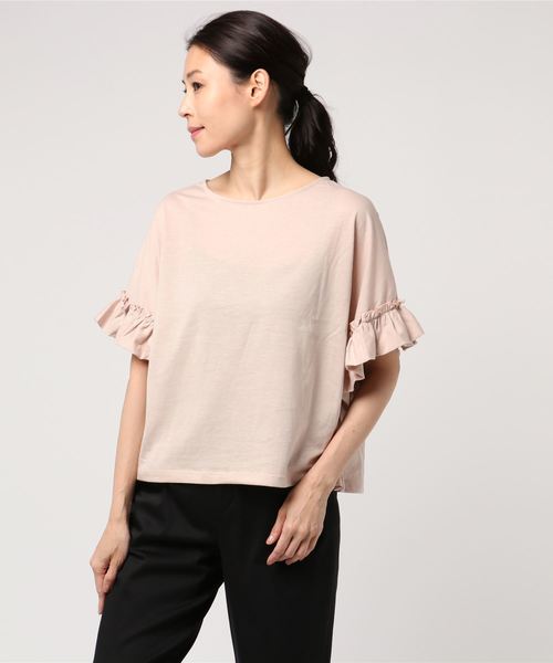 earth music&ecology（アースミュージックアンドエコロジー）の「・フリルスリーブプルオーバー（Tシャツ/カットソー・レディース・オフホワイト/ネイビー/ピンクベージュ/グレー系その他/イエロー/ミント・FREE）」の6枚目の写真