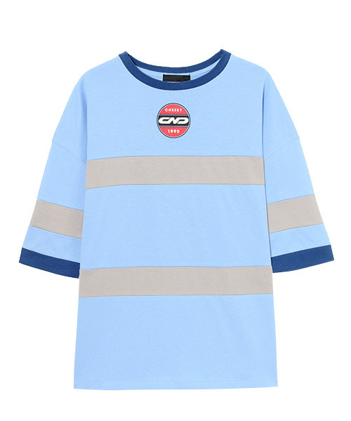 Candy Stripper(キャンディストリッパー)の「CND LINE トップス(Tシャツ/カットソー・レディース・ライトブルー/ブラック/ピンク・2)」の1枚目の写真