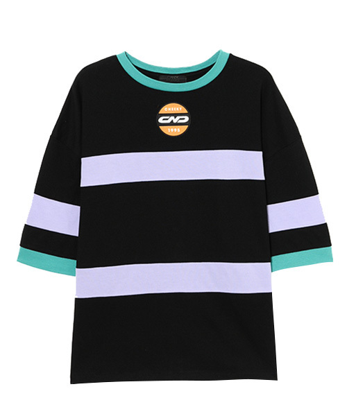 Candy Stripper(キャンディストリッパー)の「CND LINE トップス(Tシャツ/カットソー・レディース・ライトブルー/ブラック/ピンク・2)」の2枚目の写真