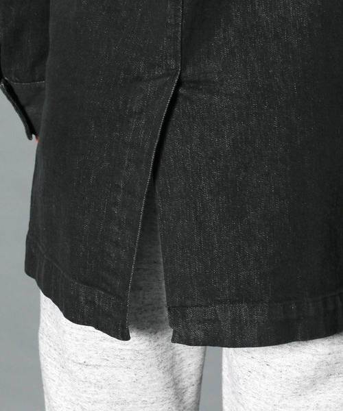 Magine(マージン)の「REACTIVE DYE STRETCH BLK DENIM SHOP COAT:ストレッチブラックデニム ショップコート(ステンカラーコート・メンズ・ブラック・44/46/48)」の15枚目の写真