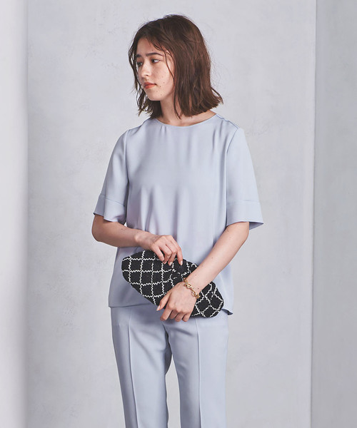 UNITED ARROWS(ユナイテッドアローズ)の「○UBCB サテン Tシャツブラウス(シャツ/ブラウス・レディース・ネイビー/オフホワイト/ライトブルー・36/38)」の3枚目の写真