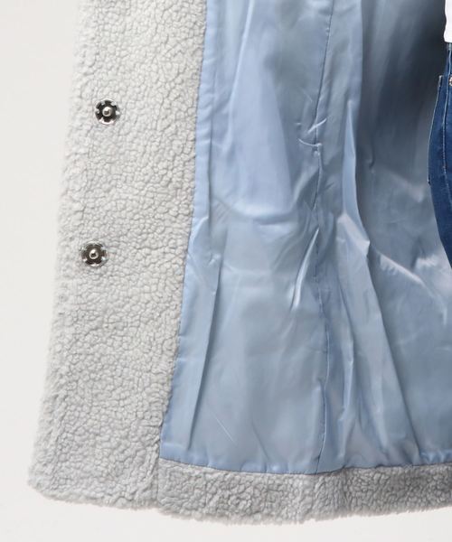 Bou Jeloud（ブージュルード）の「軽くてあったか◆ボアカラーレスコート（その他アウター・レディース・ライトグレー/モカ・38）」の5枚目の写真