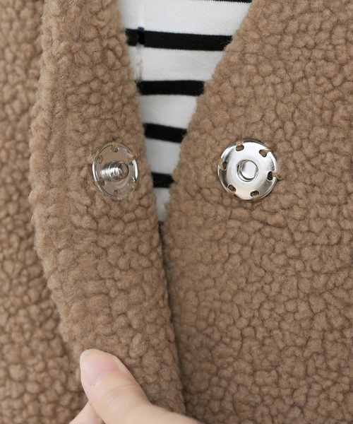 Bou Jeloud（ブージュルード）の「軽くてあったか◆ボアカラーレスコート（その他アウター・レディース・ライトグレー/モカ・38）」の7枚目の写真