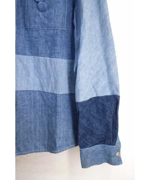 ブランド古着】PATCHWORK DENIM SHIRTS バンドカラーパッチワーク