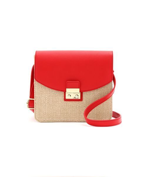 NATURAL BEAUTY BASIC（ナチュラルビューティーベーシック）の「バイカラーフラップショルダー（ショルダーバッグ・レディース・ブラウン/レッド・ﾌﾘ-）」の4枚目の写真
