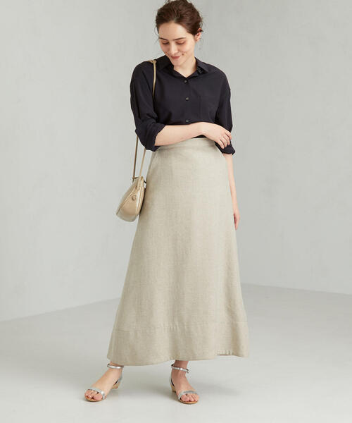 green label relaxing（グリーンレーベルリラクシング）の「FM シルキーデシン シャツ（シャツ/ブラウス・レディース・ダークグリーン/ベージュ/ネイビー・FREE）」の14枚目の写真