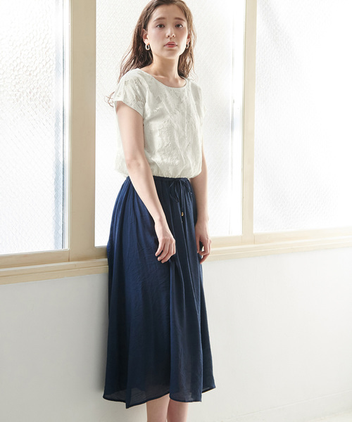 ROPE' PICNIC(ロペピクニック)の「【WEB限定】レースドッキングワンピース(ワンピース)」|ネイビー