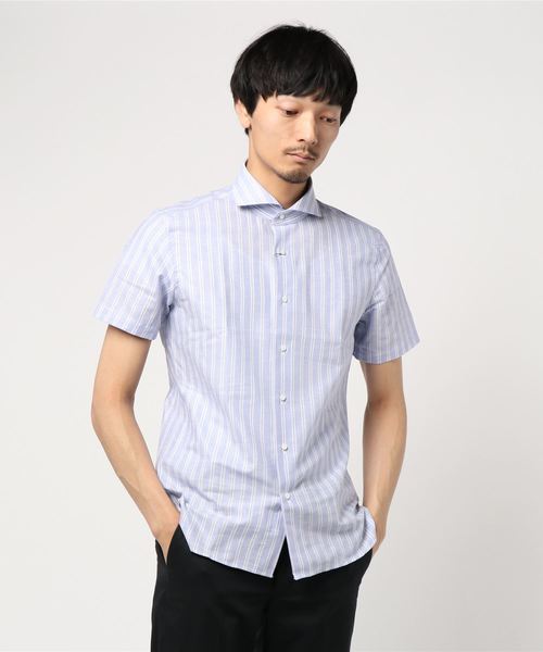 EDIFICE（エディフィス）の「カッタウェイ ハンソデ カラミ ストライプシャツ（シャツ/ブラウス・メンズ・ブルー・44/46/48）」の8枚目の写真