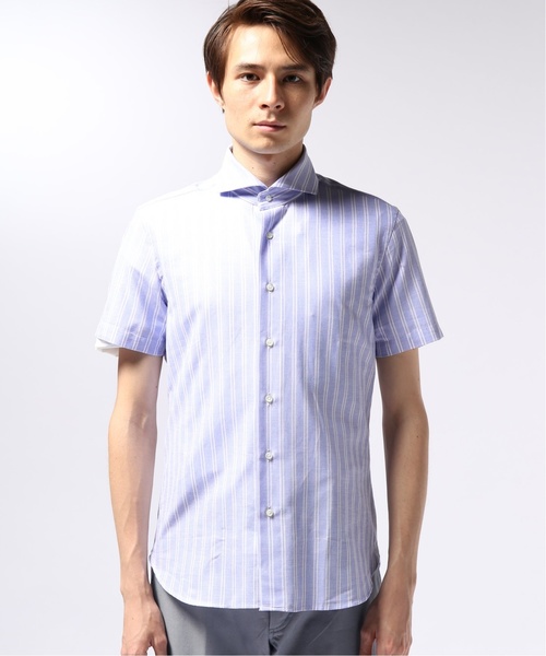 EDIFICE（エディフィス）の「カッタウェイ ハンソデ カラミ ストライプシャツ（シャツ/ブラウス・メンズ・ブルー・44/46/48）」の6枚目の写真