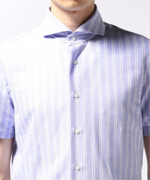 EDIFICE（エディフィス）の「カッタウェイ ハンソデ カラミ ストライプシャツ（シャツ/ブラウス・メンズ・ブルー・44/46/48）」の2枚目の写真