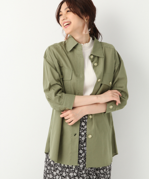 GLOBAL WORK(グローバルワーク)の「コットンリネンCPOシャツ/837592(シャツ/ブラウス・レディース・ベージュ/オフホワイト/カーキ・FREE)」の22枚目の写真