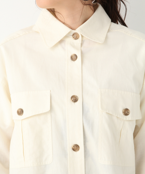 GLOBAL WORK(グローバルワーク)の「コットンリネンCPOシャツ/837592(シャツ/ブラウス・レディース・ベージュ/オフホワイト/カーキ・FREE)」の19枚目の写真