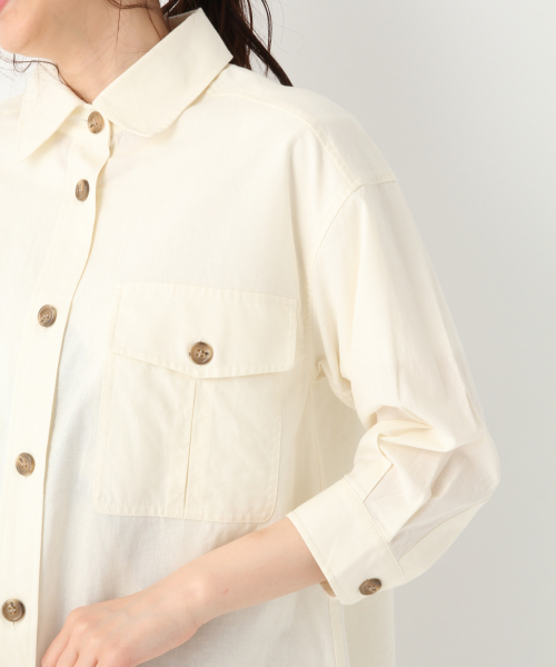 GLOBAL WORK(グローバルワーク)の「コットンリネンCPOシャツ/837592(シャツ/ブラウス・レディース・ベージュ/オフホワイト/カーキ・FREE)」の18枚目の写真