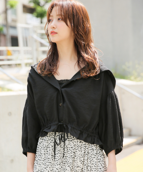 Heather（ヘザー）の「ボリュームフーディー/SS　841788（シャツ/ブラウス・レディース・アイボリー/パープル/ブラック/ベージュ・FREE）」の3枚目の写真