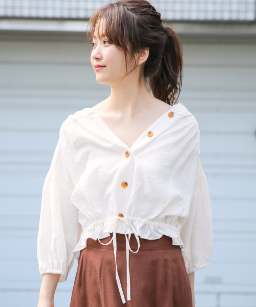 Heather（ヘザー）の「ボリュームフーディー/SS　841788（シャツ/ブラウス・レディース・アイボリー/パープル/ブラック/ベージュ・FREE）」の19枚目の写真