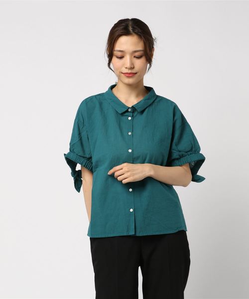 Samansa Mos2 サマンサ モスモス の 袖リボンスキッパーシャツ シャツ ブラウス Wear