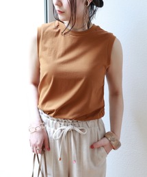 コットンストレッチノースリーブTシャツ
