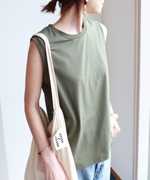 コットンストレッチノースリーブTシャツ