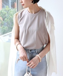 コットンストレッチノースリーブTシャツ
