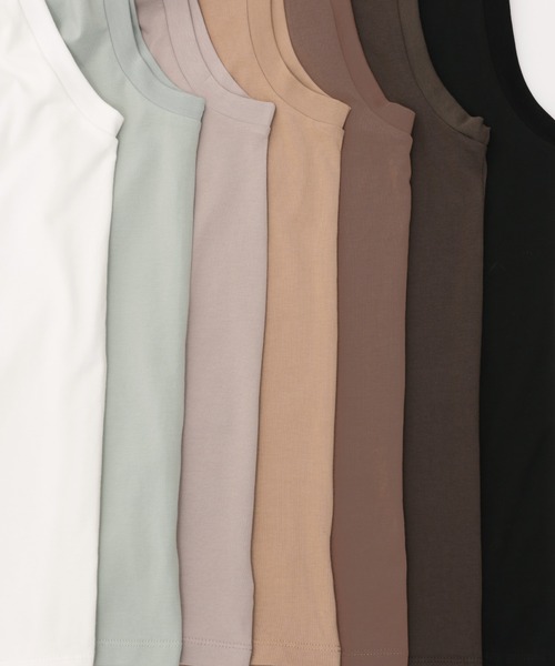 andme(アンドミー)の「コットンストレッチノースリーブTシャツ(Tシャツ/カットソー・レディース・ブラック/オフホワイト/ベージュ/キャメル/カーキ/ネイビー/グレー系その他/ライトブラウン/グレー系その他2/グリーン・M/L)」の14枚目の写真