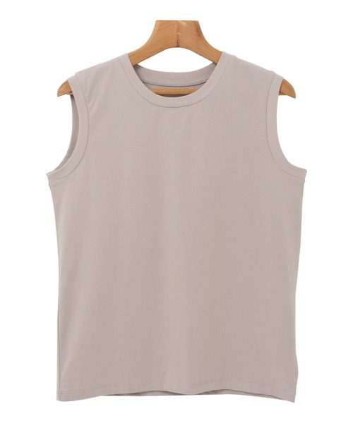 andme(アンドミー)の「コットンストレッチノースリーブTシャツ(Tシャツ/カットソー・レディース・ブラック/オフホワイト/ベージュ/キャメル/カーキ/ネイビー/グレー系その他/ライトブラウン/グレー系その他2/グリーン・M/L)」の11枚目の写真