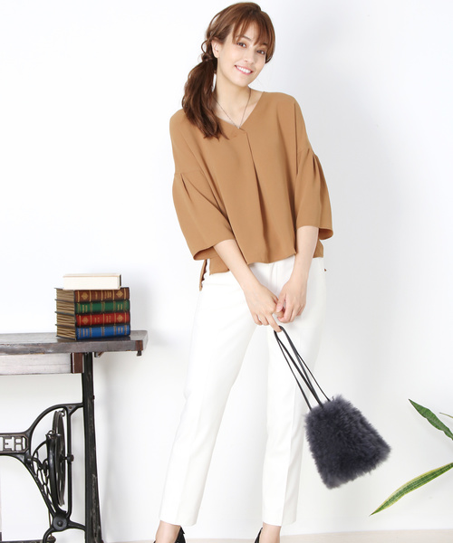 sankyo shokai（サンキョウショウカイ）の「カシミヤファー巾着バッグ（ハンドバッグ・レディース・ピンク/モカ/グレー/ブラック・FREE）」の17枚目の写真