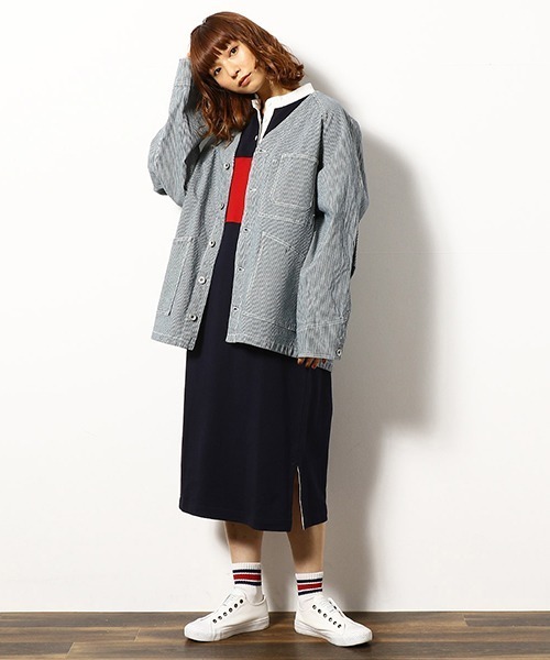 BARNS OUTFITERS ヒッコリー ノーカラーカバーオール XL 楽天市場】BARNS（バーンズ） ノーカラー カバーオール