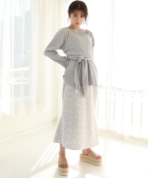 one after another NICE CLAUP（ワンアフターアナザーナイスクラップ）の「ビスチェ２枚セットリブトップス（アンサンブル・レディース・グレイッシュベージュ/サックスブルー/ベージュ/アイボリー・FREE）」の13枚目の写真