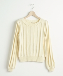 MAJESTIC LEGON | パール付ケーブルプルオーバー(ニット/セーター)