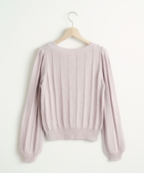 MAJESTIC LEGON（マジェスティックレゴン）の「パール付ケーブルプルオーバー（ニット/セーター・レディース・アイボリー/グレー/ネイビー/ラベンダー/グリーン/ボルドー・FREE）」の8枚目の写真