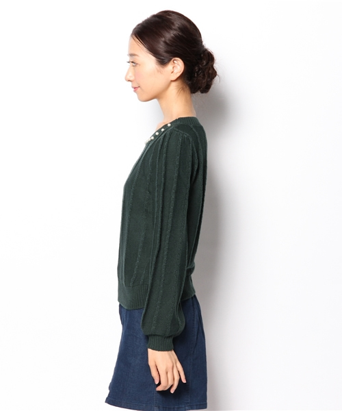 MAJESTIC LEGON（マジェスティックレゴン）の「パール付ケーブルプルオーバー（ニット/セーター・レディース・アイボリー/グレー/ネイビー/ラベンダー/グリーン/ボルドー・FREE）」の15枚目の写真