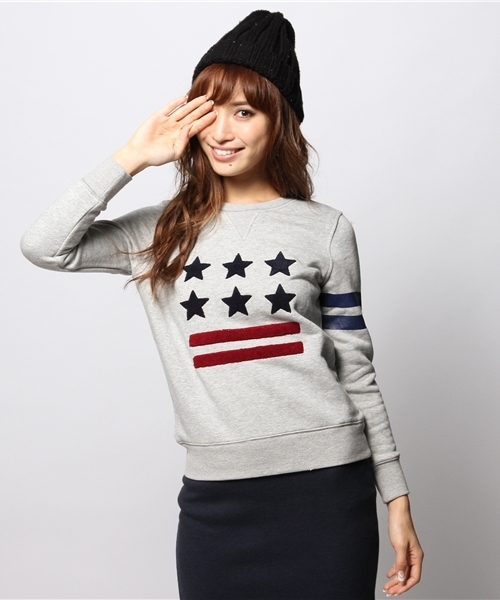 ROSE BUD(ローズバッド)の「LCTT-14226 STAR CHENILLE EMB L/S P/O(スウェット・レディース・ミックスグレー/ネイビー・ONE SIZE)」の2枚目の写真