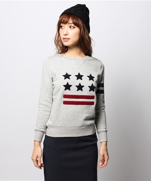 ROSE BUD(ローズバッド)の「LCTT-14226 STAR CHENILLE EMB L/S P/O(スウェット・レディース・ミックスグレー/ネイビー・ONE SIZE)」の4枚目の写真