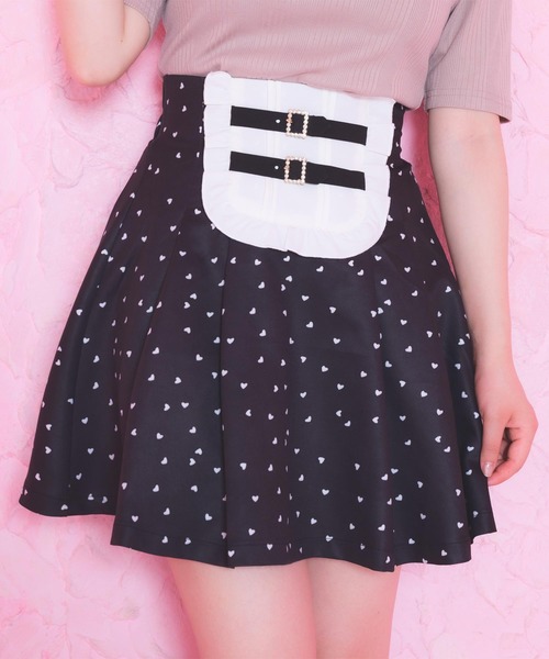 ROJITA（ロジータ）の「スクエアー切替ハートプリントSK（スカート・レディース・ブラック/ピンク・FREE）」の4枚目の写真