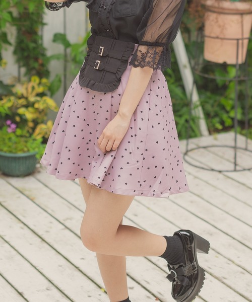 ROJITA（ロジータ）の「スクエアー切替ハートプリントSK（スカート・レディース・ブラック/ピンク・FREE）」の10枚目の写真