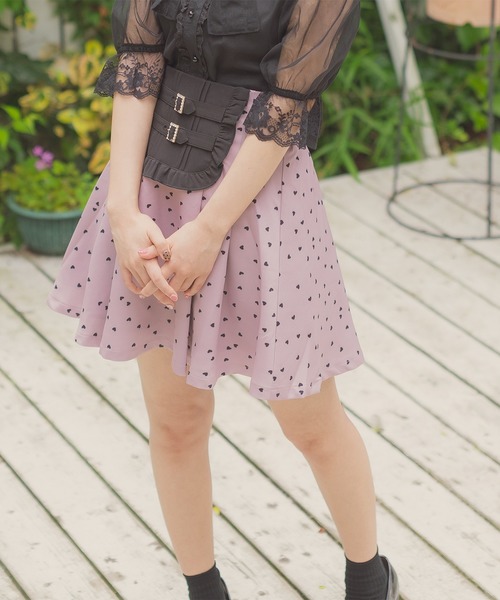 ROJITA（ロジータ）の「スクエアー切替ハートプリントSK（スカート・レディース・ブラック/ピンク・FREE）」の11枚目の写真