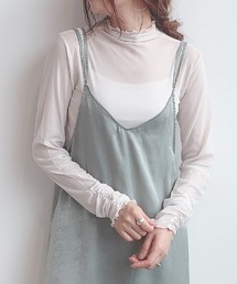Futier land | インナー付ロングスリーブハイネックシアートップス(Tシャツ/カットソー)